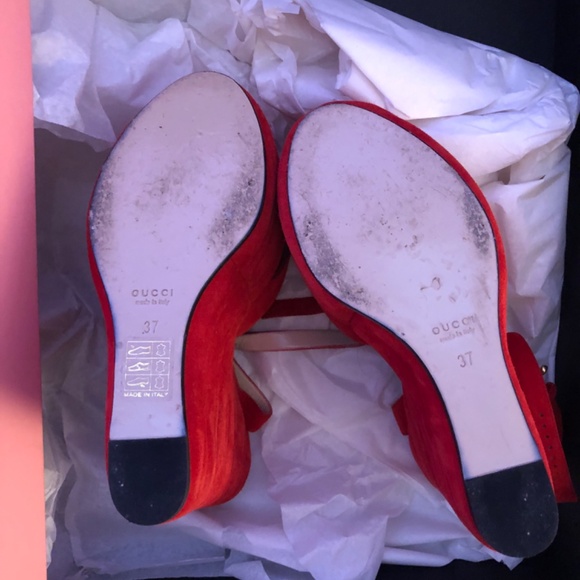 Sally Red Suede Gucci Platforms - Picture 11 of 12